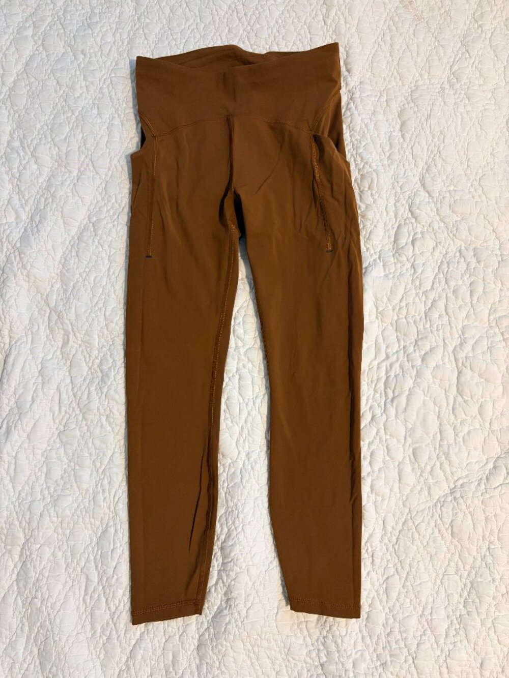 Lululemon High Rise Full Length Leggings Side Pockets Brown Size 4